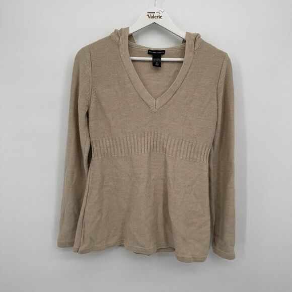 New York & Company Vintage Style Beige Hooded Acrylic Sweater Small - Picture 1 of 7